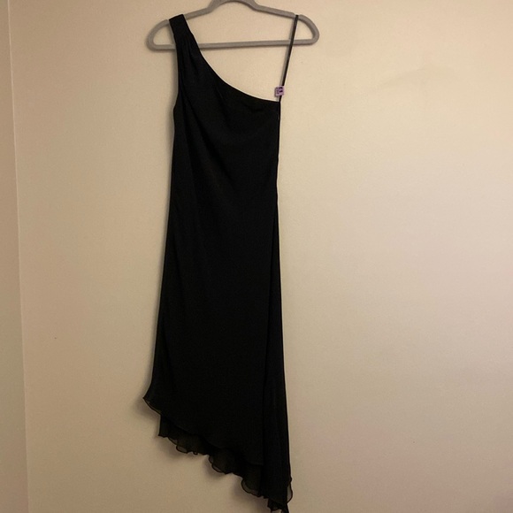 A.B.S Evening By Allen Schwartz Black One Shoulder Dress Size 4 - Picture 1 of 7